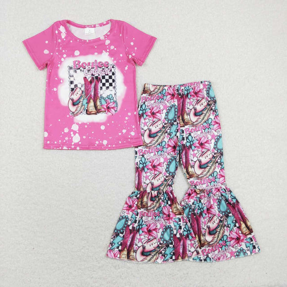 GSPO1293--- flower boots hat short sleeve girls outfits