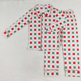 Christmas red and green plaid adult and kids pajamas