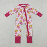 Matching Baby girls Valentine's zipper romper