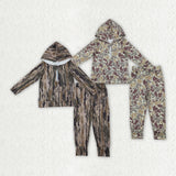 Matching Baby boys camo zipper hooded outfits