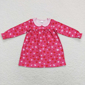 GLD0492--  long sleeve Valentine's Day heart red girls dress
