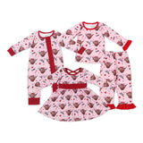 Sibling matching embroidery Valentine's day western cow  clothing