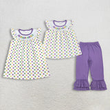 Matching Girls Mardi Gras flying sleeve clothing embroidery