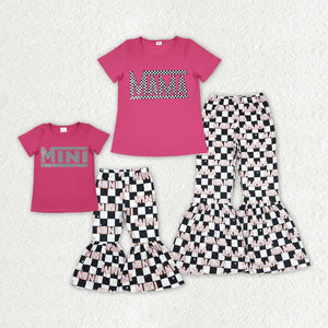 Family Matching Adult Baby girls MAMA MINI rose short sleeve outfits