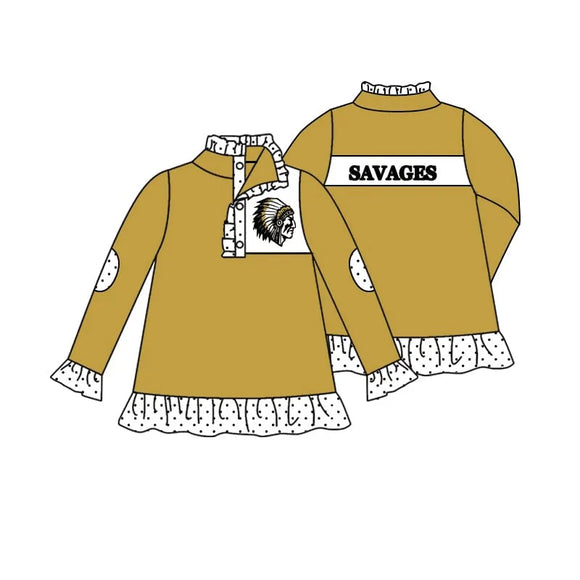 MOQ 3 Custom design baby Gilrs team Savages Pullover