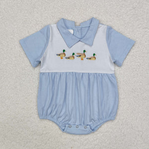 SR2071- long sleeve embroidery mallard ducks blue bubble