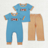 Matching Baby boys I LOVE Basketball romper outfits short sleeves embroidery
