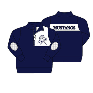 MOQ 3 custom style  MUSTANGS boy pullover