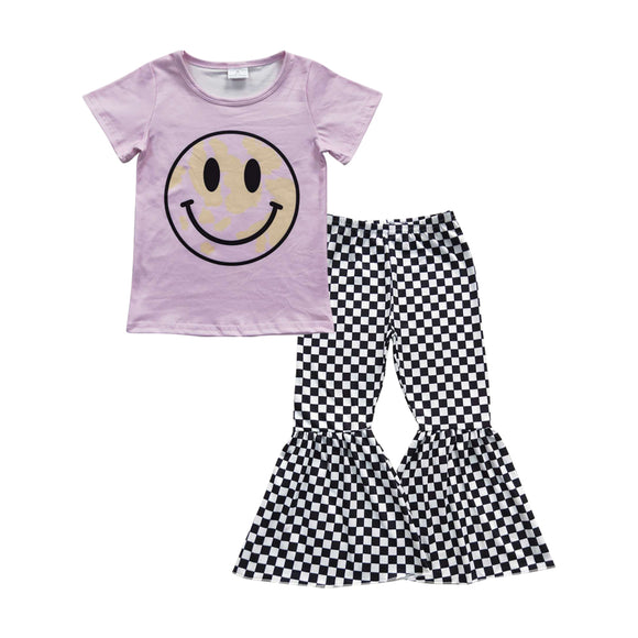 smile pink and black plaid girls outfits