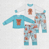 Christmas gingerbread long sleeve kids outfits