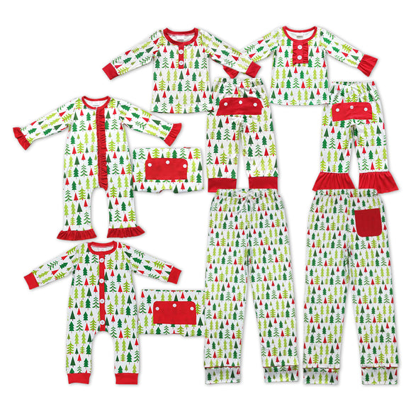 Christmas tree red  adult and kids pajamas