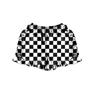 custom style  MOQ 3 black checkerboard girls shorts