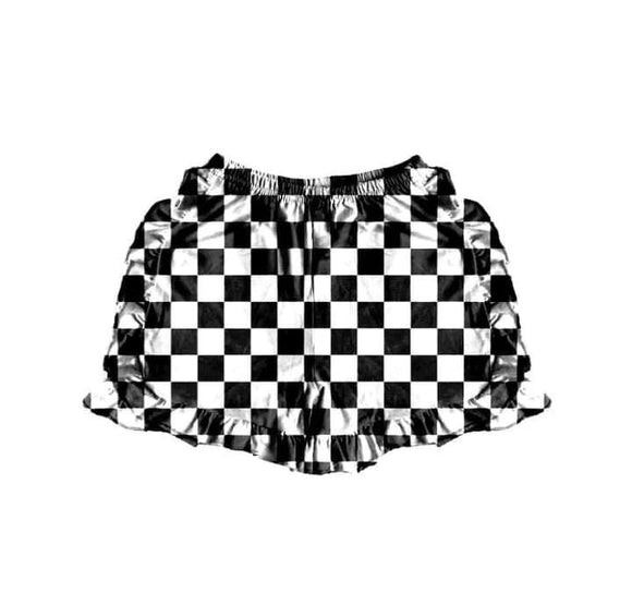 custom style  MOQ 3 black checkerboard girls shorts