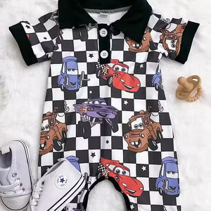 Order Deadline：9th Aug. Split order baby boy cartoon car winter romper