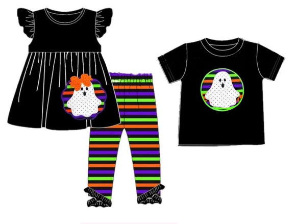 custom style moq 3 Halloween ghost girls outfits & boy top