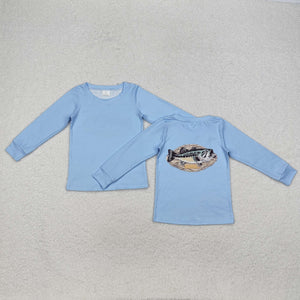 BT0952 long sleeve hunting fishing blue top