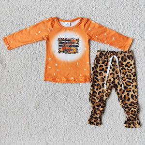 Halloween orange pumpkin girls clothing long sleeve outfits