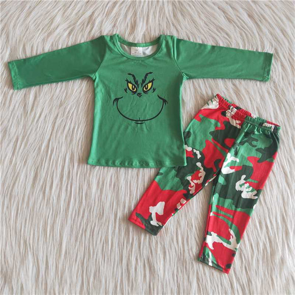 Christmas cartoon green girls clothing  outfits