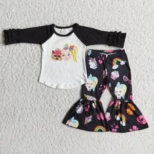CARTOON black dog and girls clothing  outfits