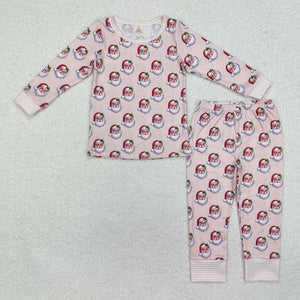 GLP1833  long sleeve Christmas Santa pink bamboo girls pajamas