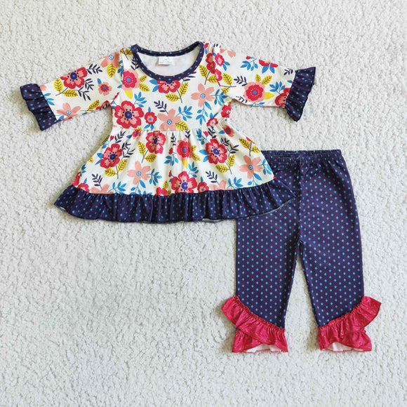 6 B2-1 flower long sleeve shirt and pants girls outfits