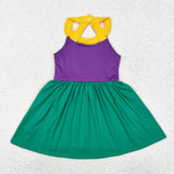 GSD1433  toddler girl clothes mardi gras girl summer yoga dress