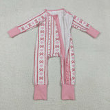 Matching Baby girls Valentine love bow pink romper pajamas