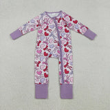 Matching Baby girls Valentine's zipper romper