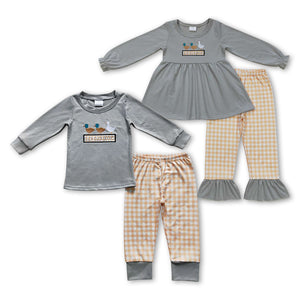 long sleeve embroidery duck duck goose  boys and girls pajamas