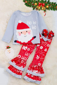 MOQ 3 custom style Christmas Santa girls outfits