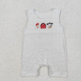 Matching Baby girls boys Chicken farm Red house Cow green clothing embroidery