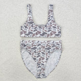 Family Matching Adult Baby girls boys brown cam swimsuit