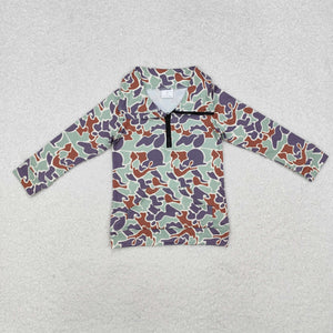 BT1042 long sleeve camo milk silk kids zipper pullover