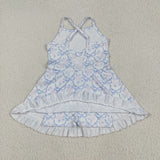 GSD2580 girls sleeveless floral pink  Dress yoga