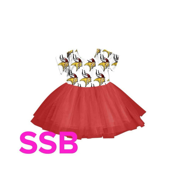 MOQ 3 custom style  Vikings milk silk tutu dress