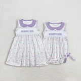 Matching Baby girls mama's girls sleeveless dress romper clothing embroidery