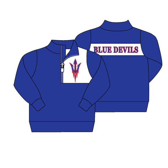 MOQ 3 custom style kids and adult BLUE DEVILS BOY pullover