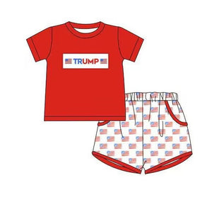 Order Deadline：9th Aug. Split order baby boy clothes patriotic boy summer shorts set