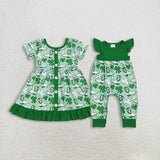 Matching Baby girls Matching clothing green dress set romper