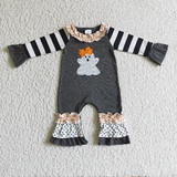 Matching Baby girls Halloween ghost outfits clothing embroidery