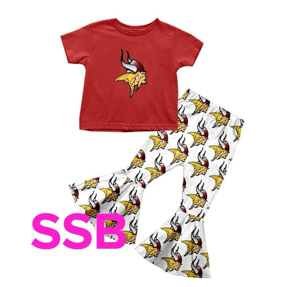 MOQ 3 custom style Vikings milk silk girls set