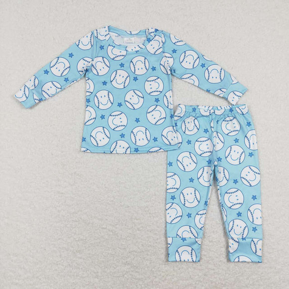 BLP0424---  long sleeve softball blue boy pajamas