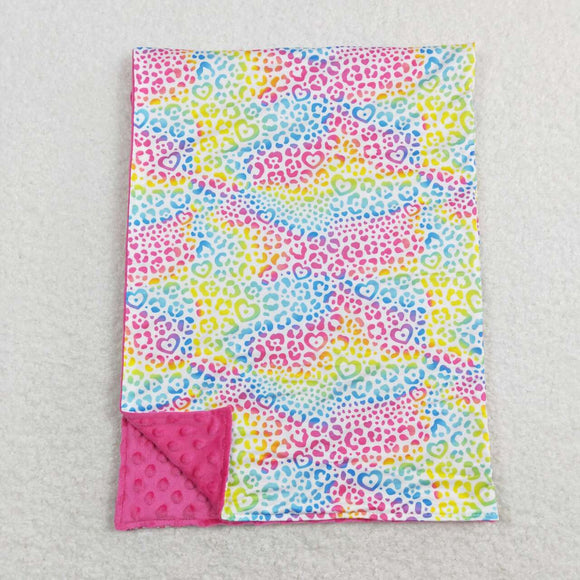 BL0121--Colorful leopard hot pink baby girls blanket