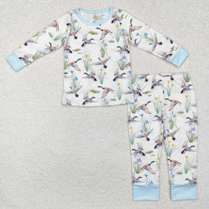 BLP1034  long sleeve mallard ducks boy bamboo pajamas