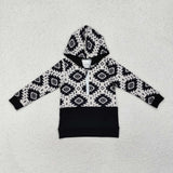 BT0907 long sleeve Western Aztec black zipper pullover