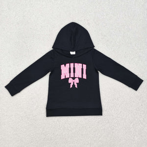 GT0902 baby girls pink mini black hoodies top