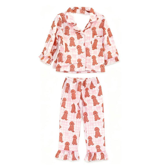 12.1  Pre-order GLP3237 girls dog long sleeve pajamas