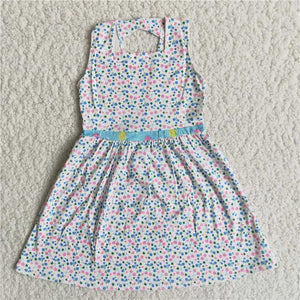 B10-21 summer sleeveless floral dot  dress