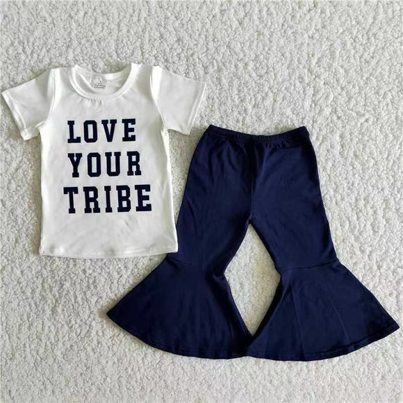 girl clothing Summer LOVE YOUR TRIBE  short sleeve  trouser outfits