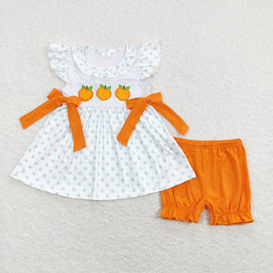 GSSO0451-- summer peach embroidery  girls outfits